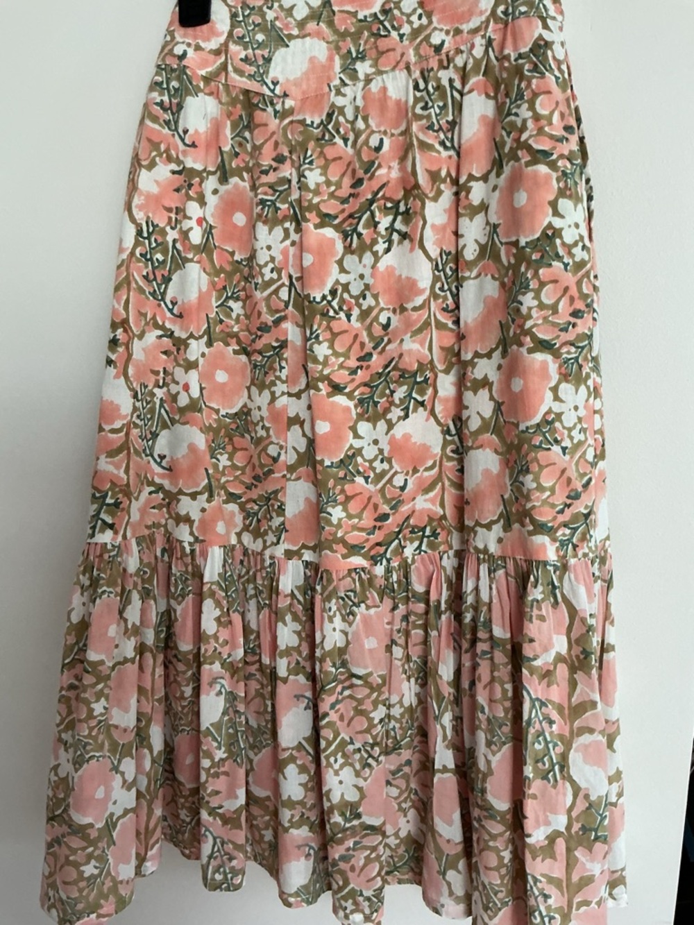 Mirth floral midi skirt, pink, beige, green